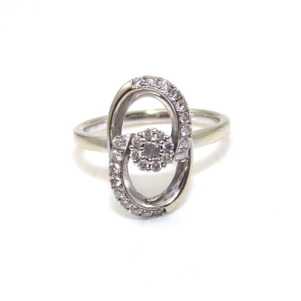 14K White Gold Natural Diamond Knot Cluster Ring 7